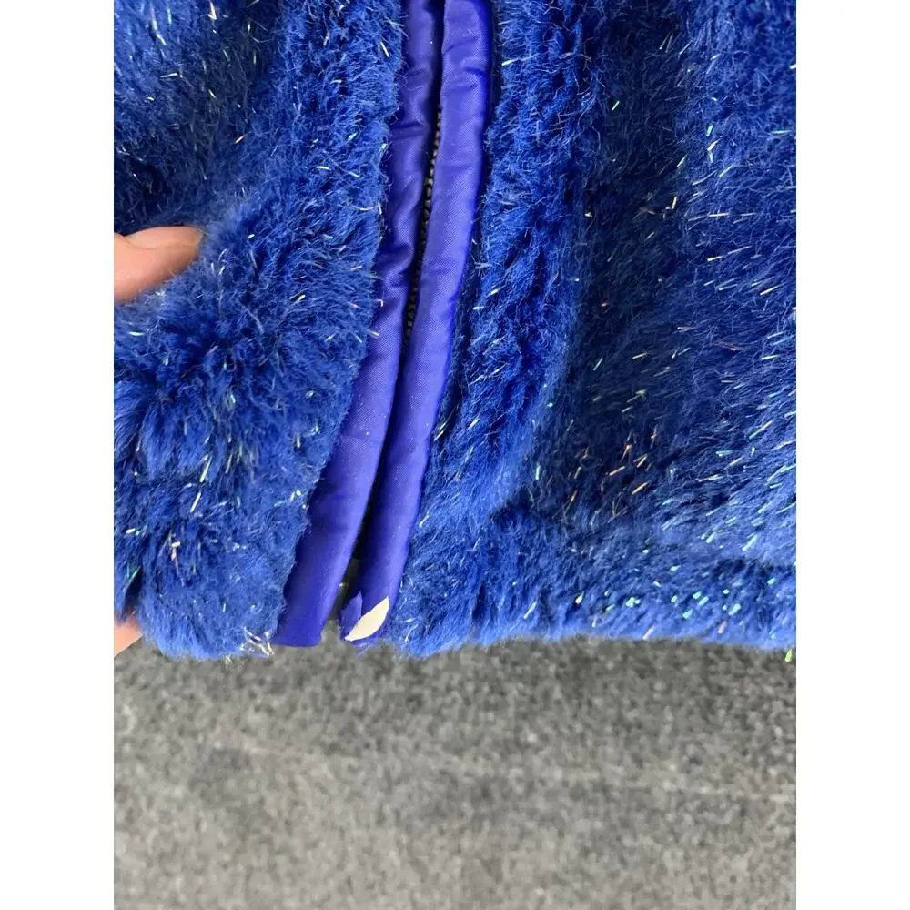 VTG? Girl Cooper Key Reversible Coat Jacket Faux Fur Blue Size 7/8